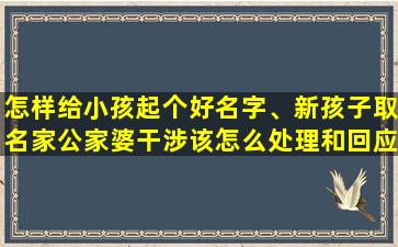 怎样给小孩起个好名字、新孩子取名家公家婆干涉该怎么处理和回应