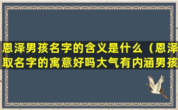 恩泽男孩名字的含义是什么（恩泽取名字的寓意好吗大气有内涵男孩名字精选）