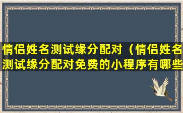 情侣姓名测试缘分配对（情侣姓名测试缘分配对免费的小程序有哪些）