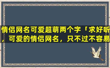 情侣网名可爱超萌两个字「求好听，可爱的情侣网名，只不过不容易被家长发现」