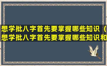 想学批八字首先要掌握哪些知识（想学批八字首先要掌握哪些知识和技能）