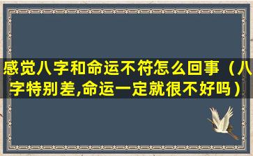 感觉八字和命运不符怎么回事（八字特别差,命运一定就很不好吗）