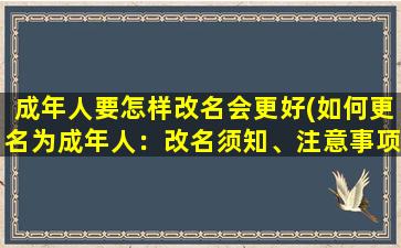 成年人要怎样改名会更好(如何更名为成年人：改名须知、注意事项和步骤)