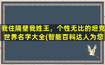 我住隔壁我姓王，个性无比的坦克世界名字大全(智能百科达人为您推荐：王姓玩家必备！坦克世界名字大全，助你选出独一无二的游戏ID！)