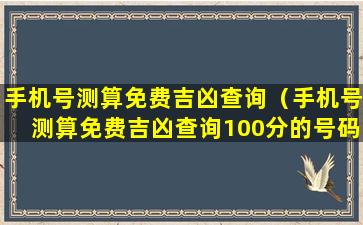 手机号测算免费吉凶查询（手机号测算免费吉凶查询100分的号码）