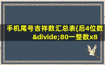 手机尾号吉祥数汇总表(后4位数÷80一整数x80看吉凶)