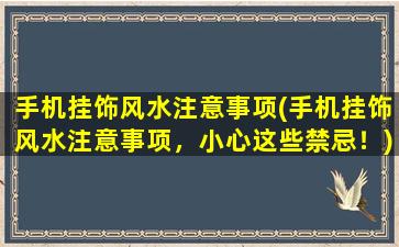 手机挂饰风水注意事项(手机挂饰风水注意事项，小心这些禁忌！)