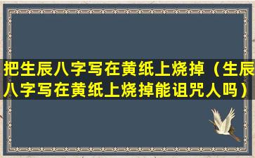 把生辰八字写在黄纸上烧掉（生辰八字写在黄纸上烧掉能诅咒人吗）