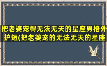 把老婆宠得无法无天的星座男格外护短(把老婆宠的无法无天的星座男）