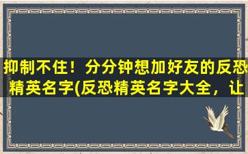 抑制不住！分分钟想加好友的反恐精英名字(反恐精英名字大全，让你抑制不住想加好友！)