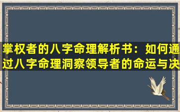 掌权者的八字命理解析书：如何通过八字命理洞察领导者的命运与决策