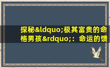 探秘“极其富贵的命格男孩”：命运的馈赠还是挑战