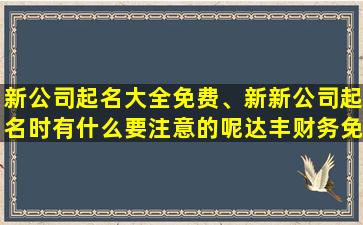 新公司起名大全免费、新新公司起名时有什么要注意的呢达丰财务免费公司起名核名