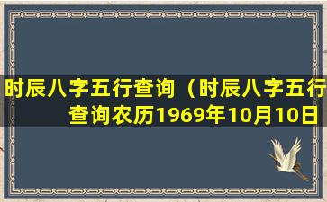 时辰八字五行查询（时辰八字五行查询农历1969年10月10日公历是多少）