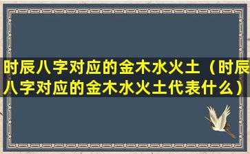 时辰八字对应的金木水火土（时辰八字对应的金木水火土代表什么）