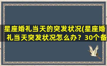 星座婚礼当天的突发状况(星座婚礼当天突发状况怎么办？30个备选方案！)