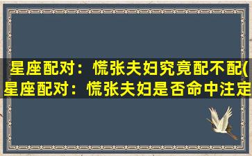 星座配对：慌张夫妇究竟配不配(星座配对：慌张夫妇是否命中注定？)