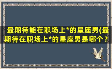 最期待能在职场上*的星座男(最期待在职场上*的星座男是哪个？)