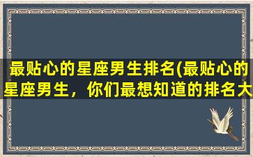 最贴心的星座男生排名(最贴心的星座男生，你们最想知道的排名大揭秘！)