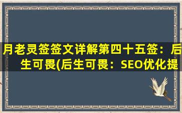 月老灵签签文详解第四十五签：后生可畏(后生可畏：SEO优化提升必备技能！)