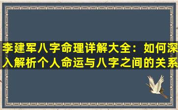 李建军八字命理详解大全：如何深入解析个人命运与八字之间的关系