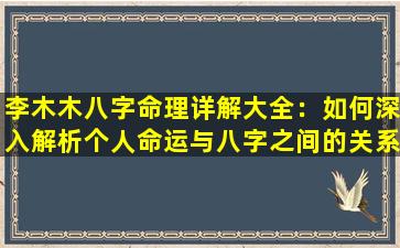 李木木八字命理详解大全：如何深入解析个人命运与八字之间的关系