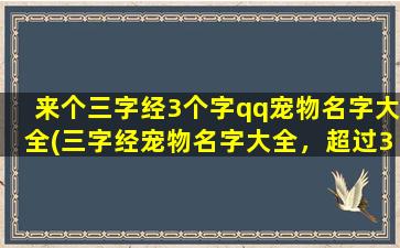 来个三字经3个字qq宠物名字大全(三字经宠物名字大全，超过300种可选*名字供选择)