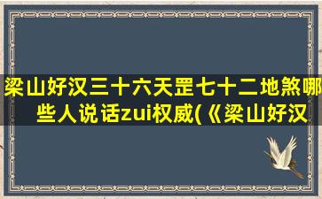 梁山好汉三十六天罡七十二地煞哪些人说话zui权威(《梁山好汉三十六天罡七十二地煞》权威讲解者，你该听谁的话？)