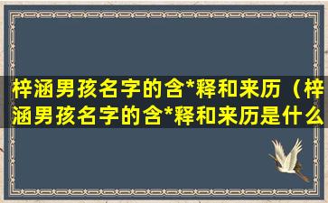 梓涵男孩名字的含*释和来历（梓涵男孩名字的含*释和来历是什么）