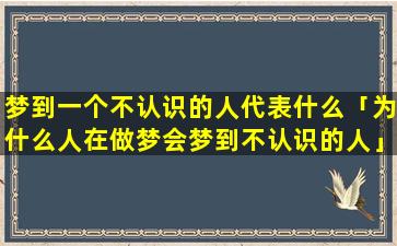 梦到一个不认识的人代表什么「为什么人在做梦会梦到不认识的人」