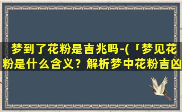 梦到了花粉是吉兆吗-(「梦见花粉是什么含义？解析梦中花粉吉凶象征」)