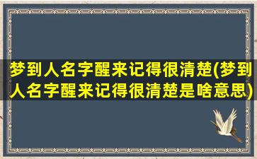 梦到人名字醒来记得很清楚(梦到人名字醒来记得很清楚是啥意思)