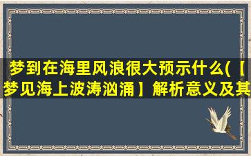 梦到在海里风浪很大预示什么(【梦见海上波涛汹涌】解析意义及其预示的寓意)