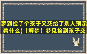 梦到捡了个孩子又交给了别人预示着什么(【解梦】梦见捡到孩子交给别人，意义何在？)