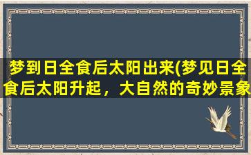 梦到日全食后太阳出来(梦见日全食后太阳升起，大自然的奇妙景象！)