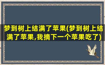 梦到树上结满了苹果(梦到树上结满了苹果,我摘下一个苹果吃了)