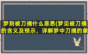 梦到被刀捅什么意思(梦见被刀捅的含义及预示，详解梦中刀捅的象征)