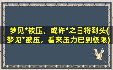 梦见*被压，或许*之日将到头(梦见*被压，看来压力已到极限)