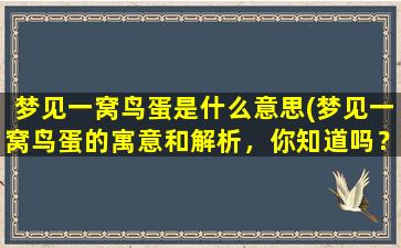 梦见一窝鸟蛋是什么意思(梦见一窝鸟蛋的寓意和解析，你知道吗？)