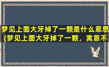 梦见上面大牙掉了一颗是什么意思(梦见上面大牙掉了一颗，寓意不同，解梦师告诉你可能的原因)