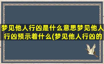 梦见他人行凶是什么意思梦见他人行凶预示着什么(梦见他人行凶的含义和预示是什么？)