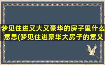 梦见住进又大又豪华的房子里什么意思(梦见住进豪华大房子的意义-解析你的梦境)