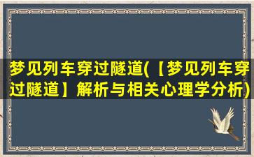 梦见列车穿过隧道(【梦见列车穿过隧道】解析与相关心理学分析)