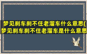 梦见刹车刹不住老溜车什么意思(梦见刹车刹不住老溜车是什么意思？详解解析与分析)