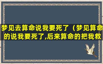 梦见去算命说我要死了（梦见算命的说我要死了,后来算命的把我救回来了）