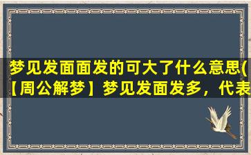 梦见发面面发的可大了什么意思(【周公解梦】梦见发面发多，代表着什么？)