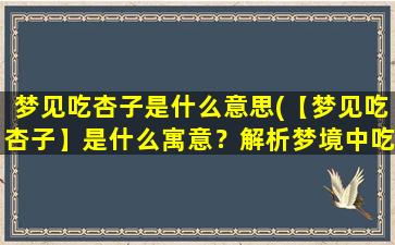 梦见吃杏子是什么意思(【梦见吃杏子】是什么寓意？解析梦境中吃杏子的含义)