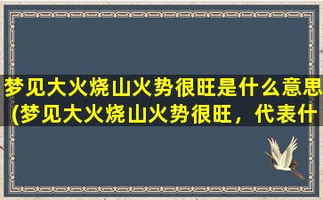 梦见大火烧山火势很旺是什么意思(梦见大火烧山火势很旺，代表什么？原来这是潜意识在警示！)