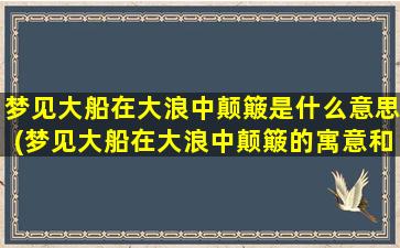 梦见大船在大浪中颠簸是什么意思(梦见大船在大浪中颠簸的寓意和解释是什么？)