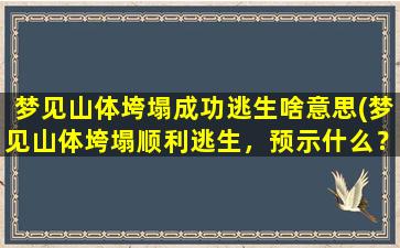 梦见山体垮塌成功逃生啥意思(梦见山体垮塌顺利逃生，预示什么？)